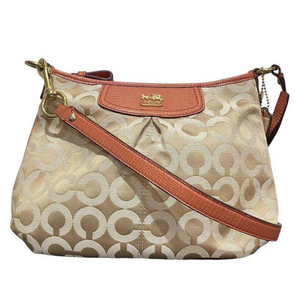 COACH Op Art Canvas Leather Shoulder Bag